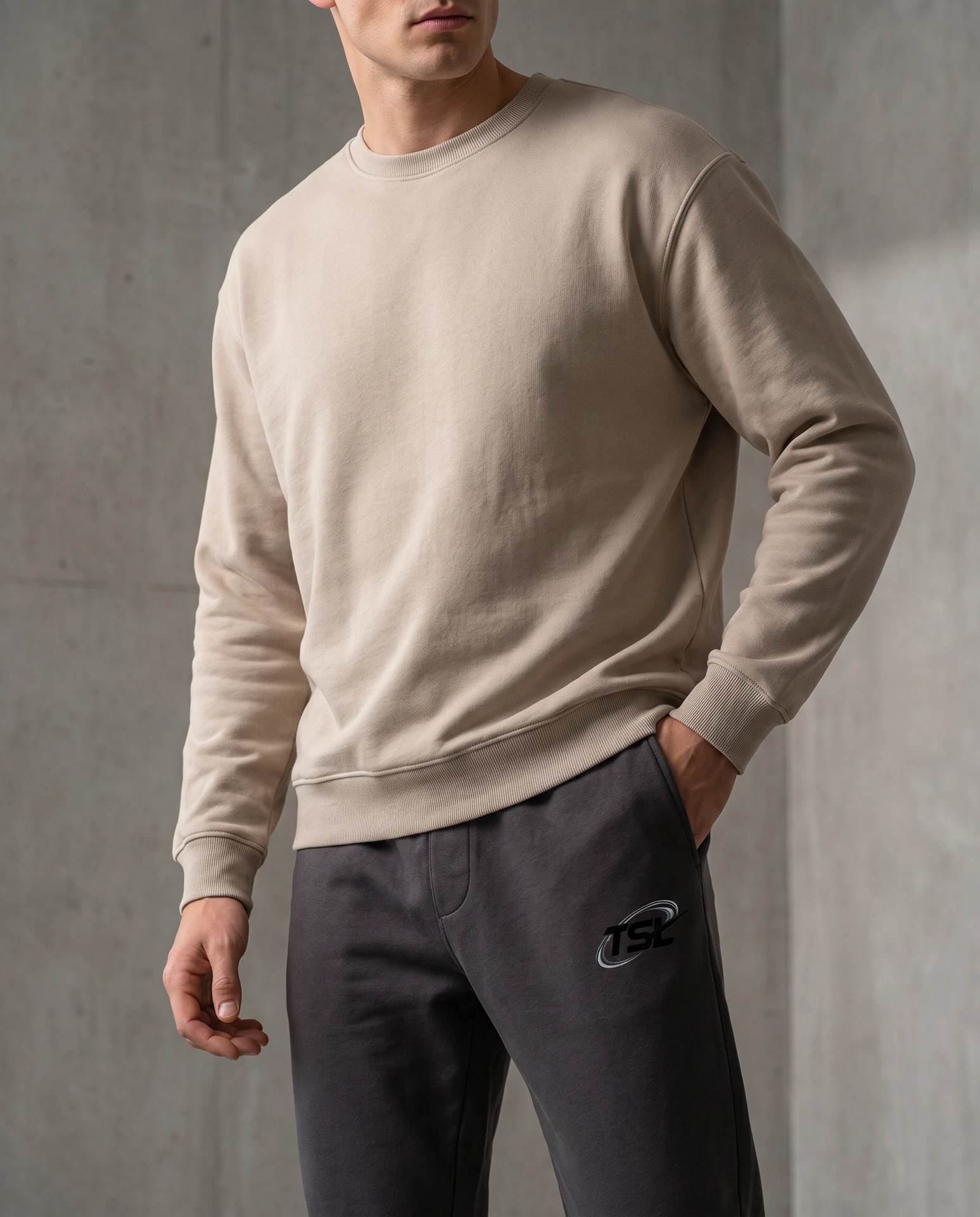 TheSweetLie charcoal joggers with embroidered TSL logo