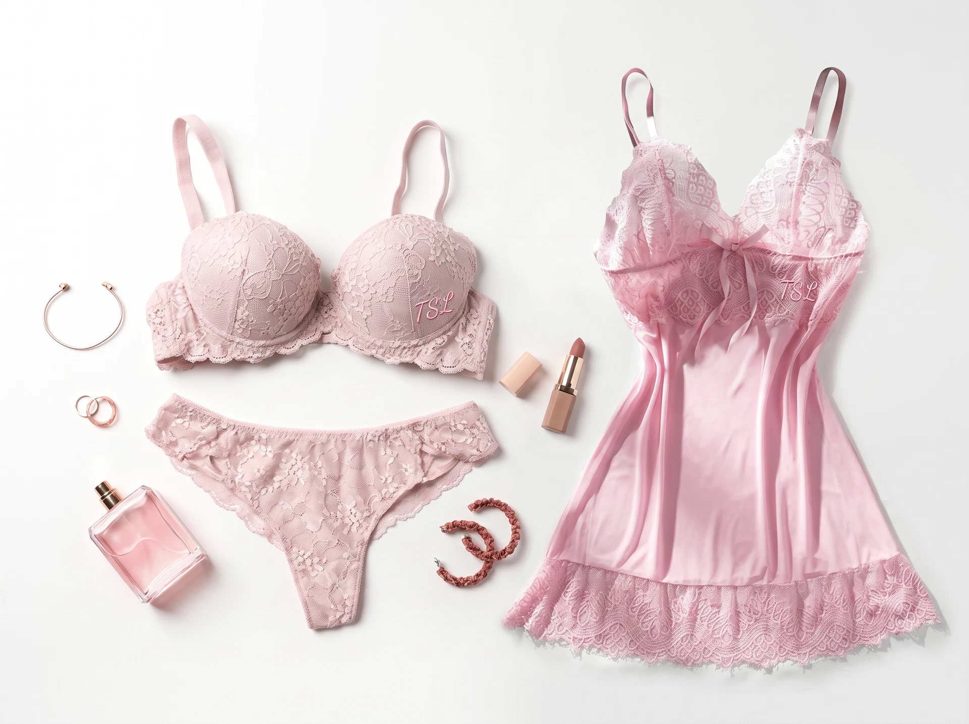TheSweetLie pink Complete Wardrobe Bundle with matching lingerie and accessories