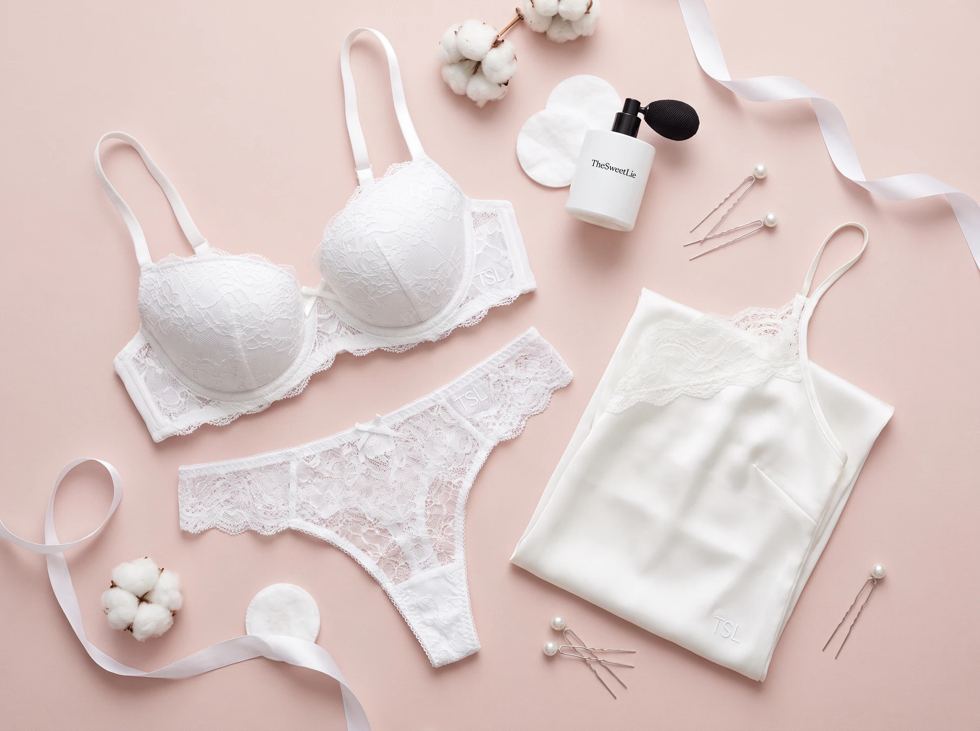 TheSweetLie white Complete Wardrobe Bundle with matching lingerie and accessories