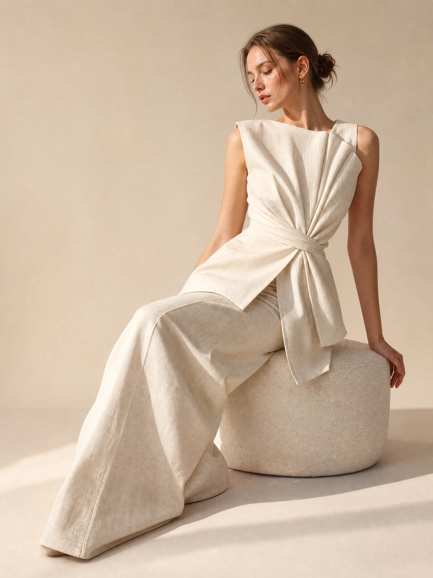 TheSweetLie realistic ivory pleated fashion look