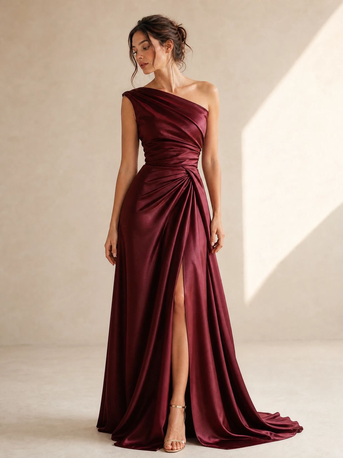 TheSweetLie realistic burgundy satin fashion look