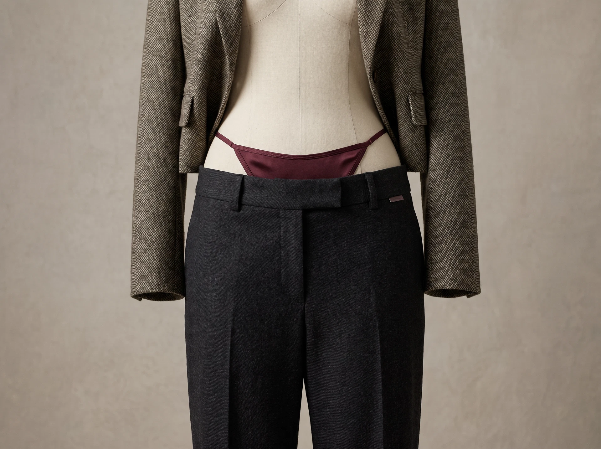 TheSweetLie burgundy thong tailored styling