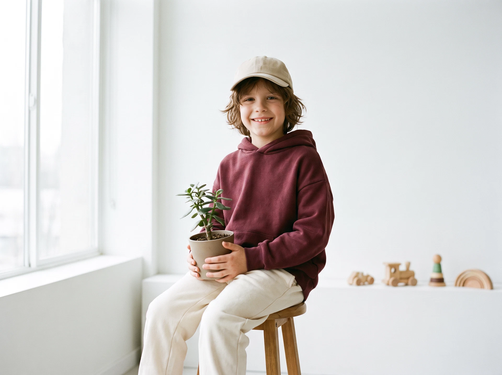 TheSweetLie kids burgundy hoodie and cream joggers