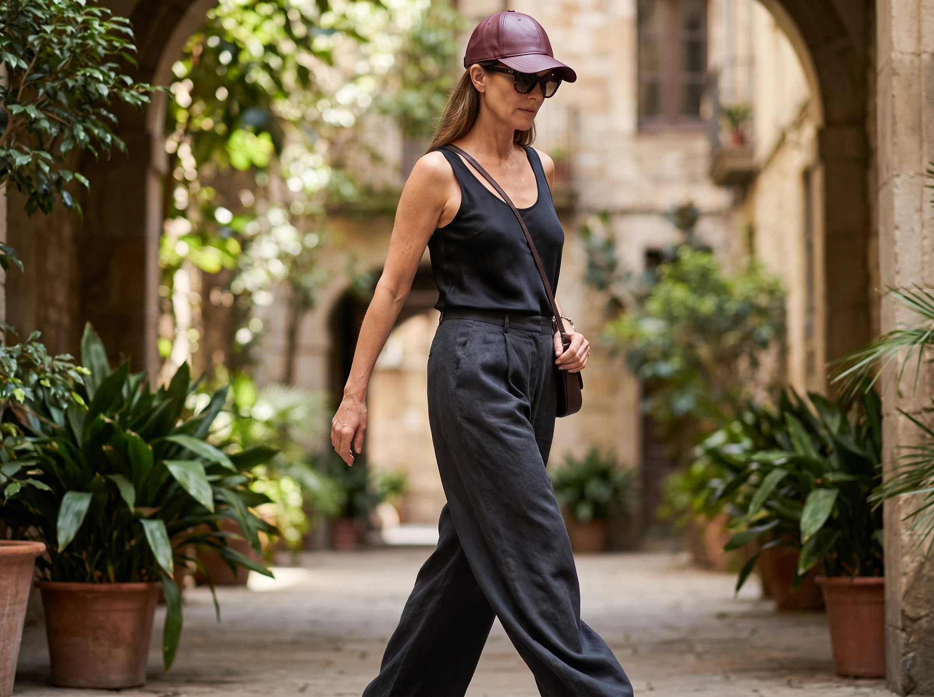 TheSweetLie black tank and burgundy cap