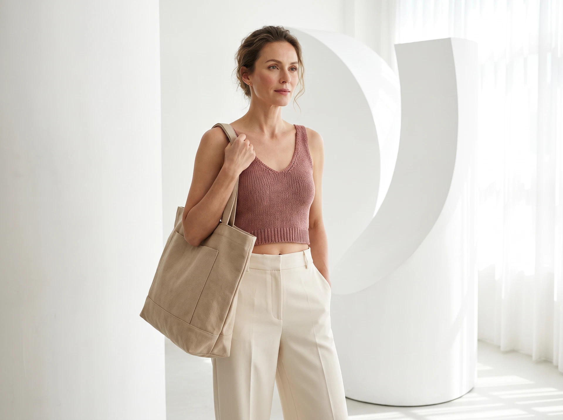 TheSweetLie rose crop top and canvas tote