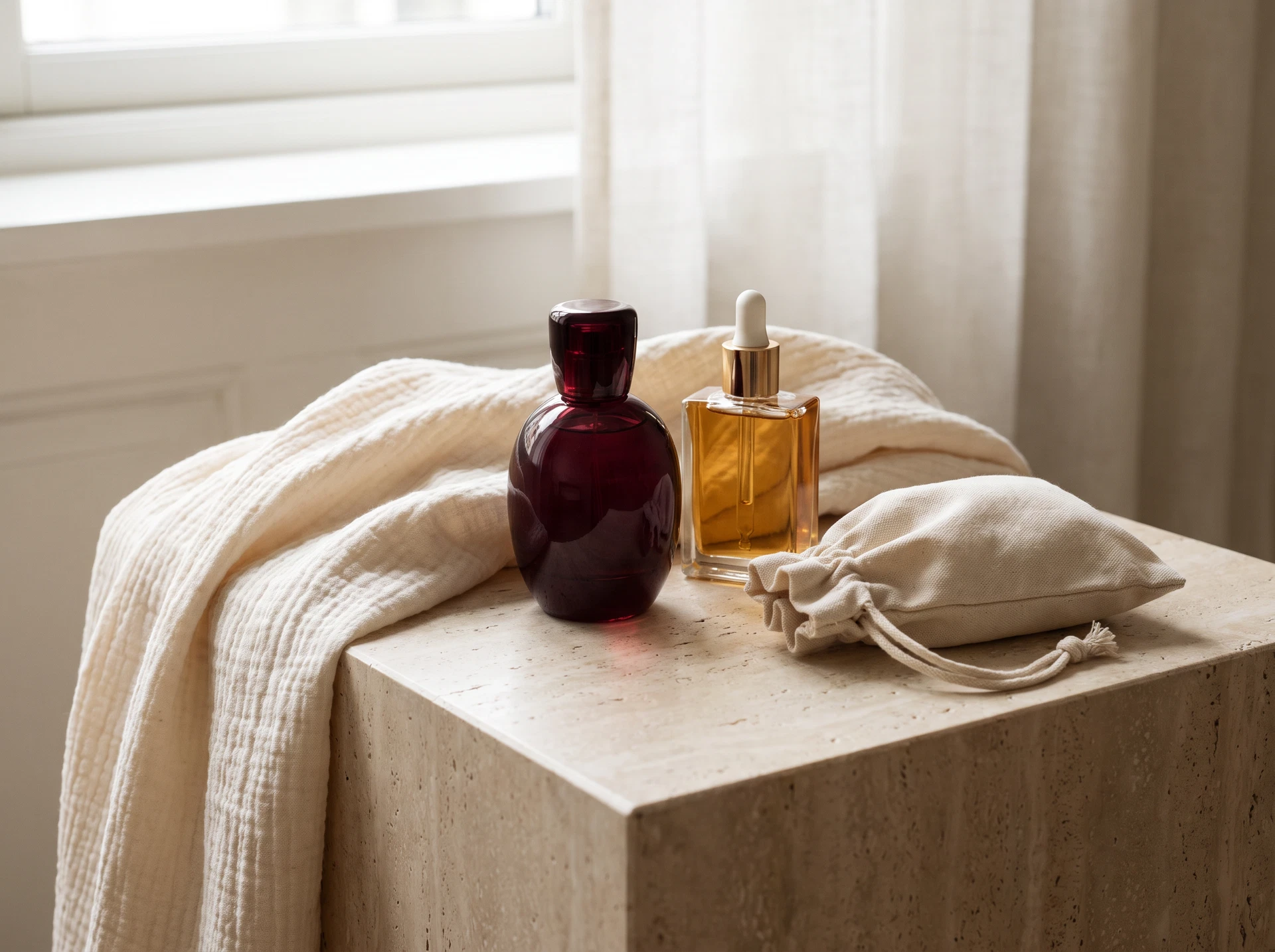 TheSweetLie burgundy and amber perfume bottles