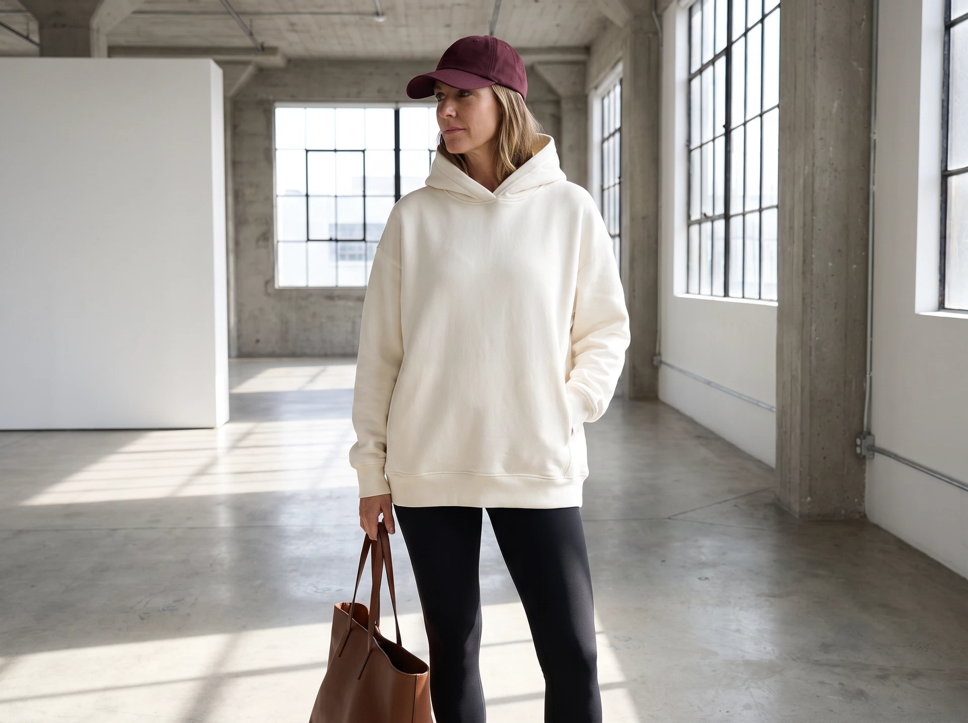 TheSweetLie ivory hoodie and black leggings