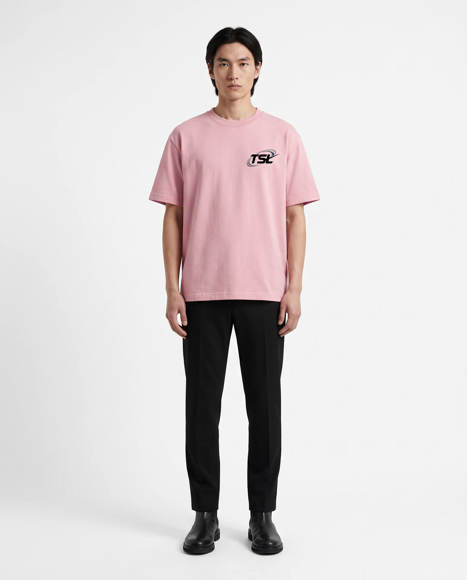 TheSweetLie pink T-shirt with black TSL chest print