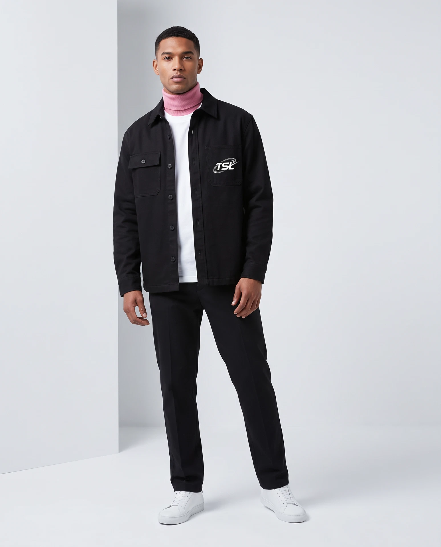 TheSweetLie unisex pink black and white layered look with TSL logo