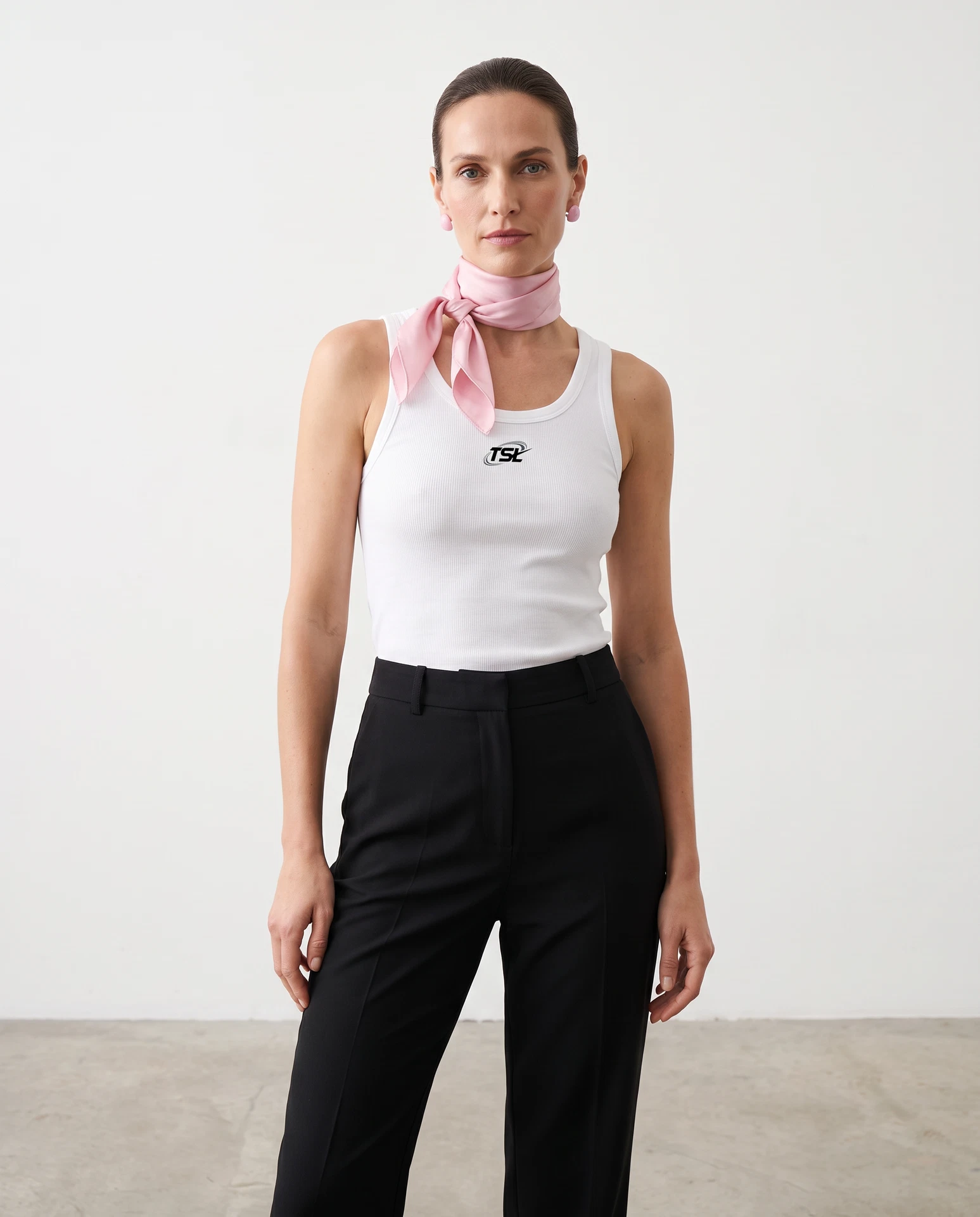 TheSweetLie white tank top with black TSL print