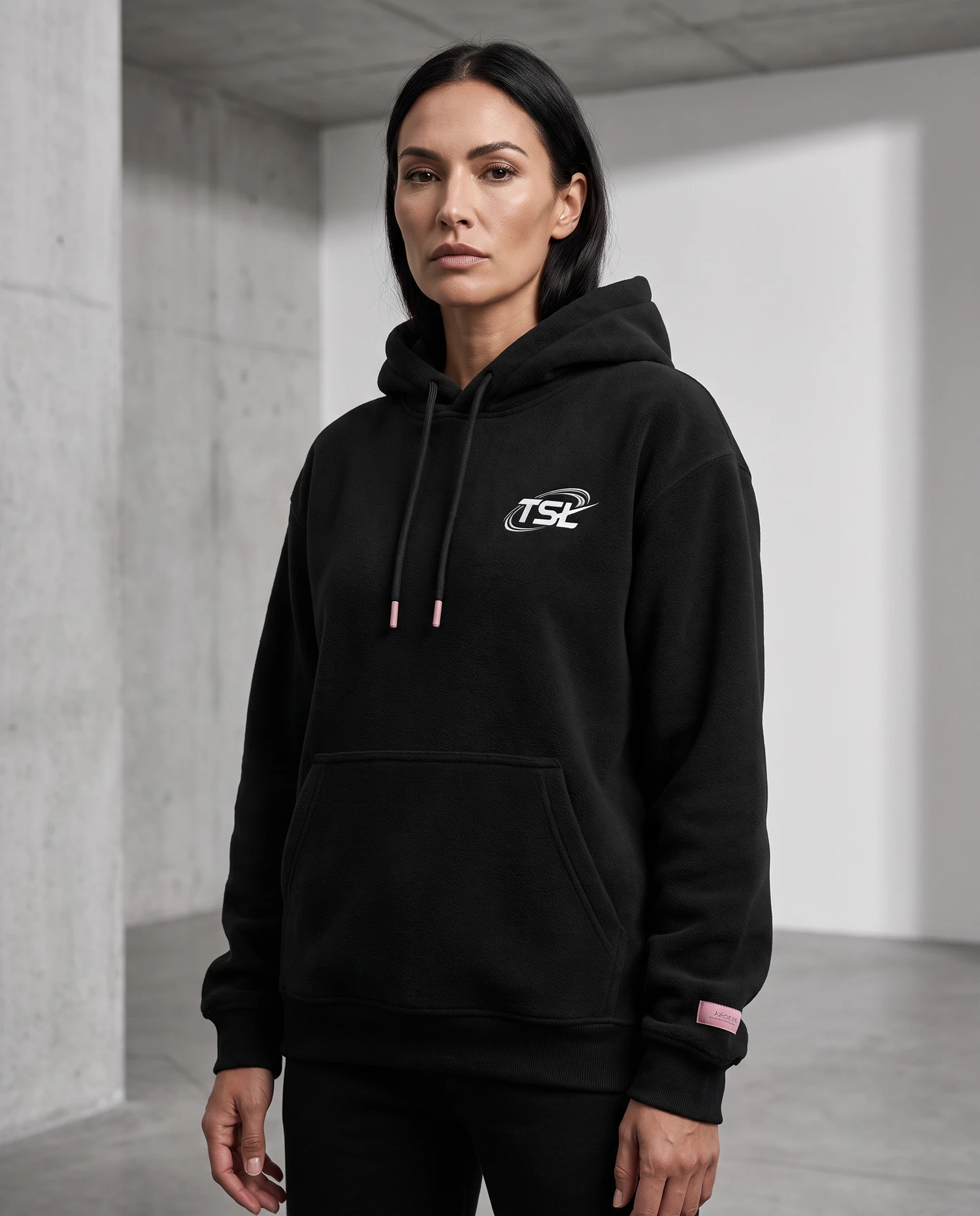 TheSweetLie black hoodie with white TSL logo