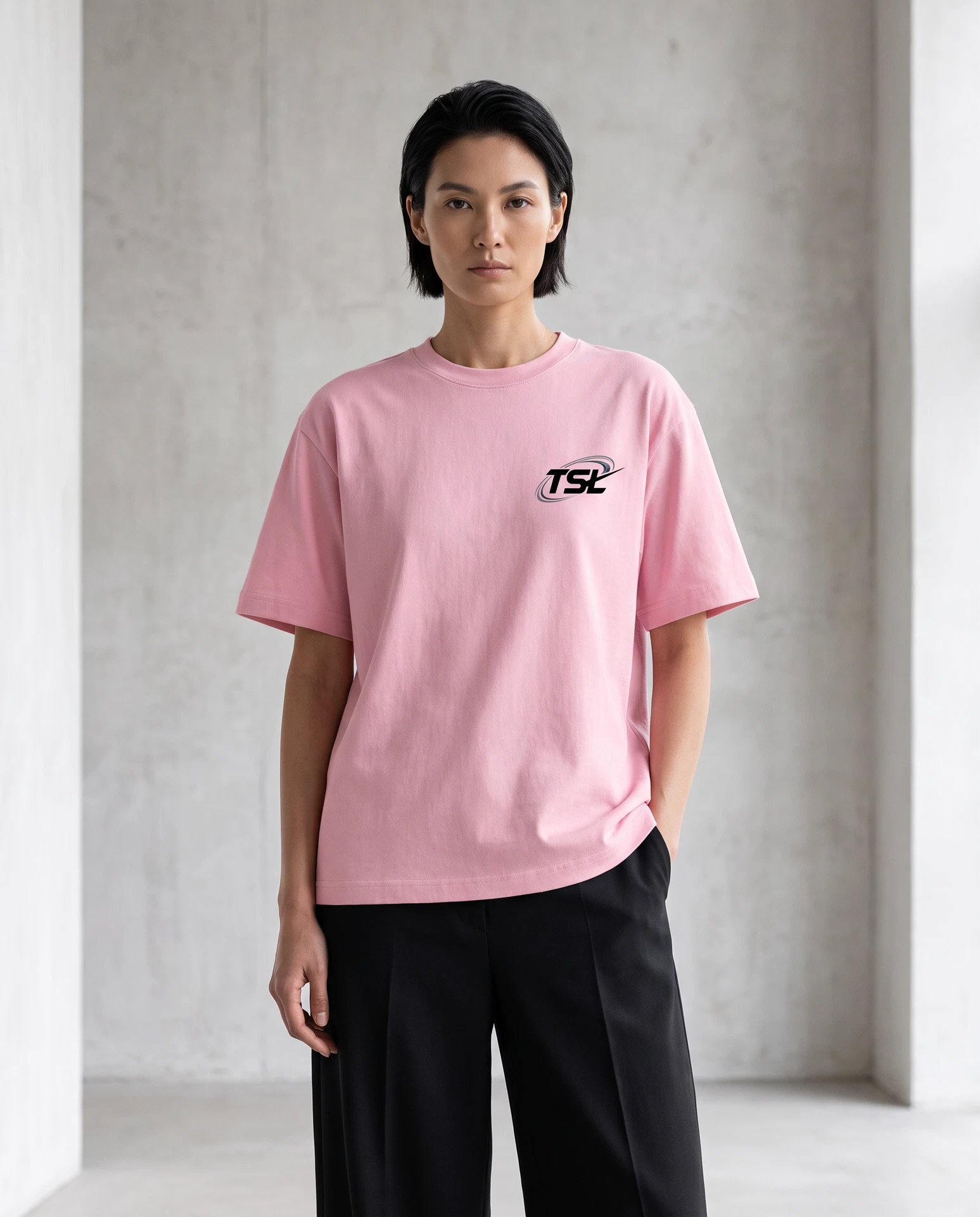 TheSweetLie pink T-shirt with black TSL logo