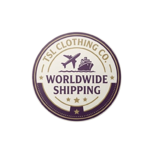 TSL Clothing Co. worldwide shipping badge